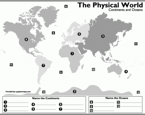 Blank World Map Continents and Oceans