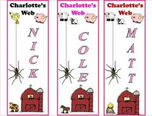 Charlotte Web Bookmarks Printable