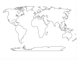 Continents and Oceans of the World Blank Map