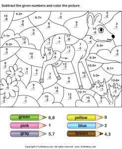 Easy Subtraction Color by Number