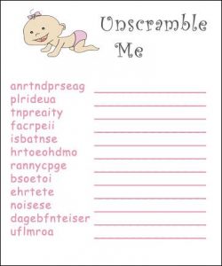 Free Baby Shower Word Scramble Print