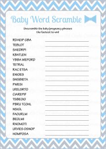 Free Printable Baby Shower Word Scramble