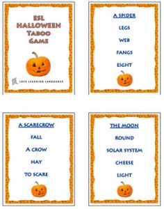 Halloween Taboo Cards