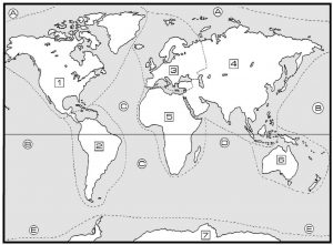 Map of 4 Oceans And 7 Continents Blank