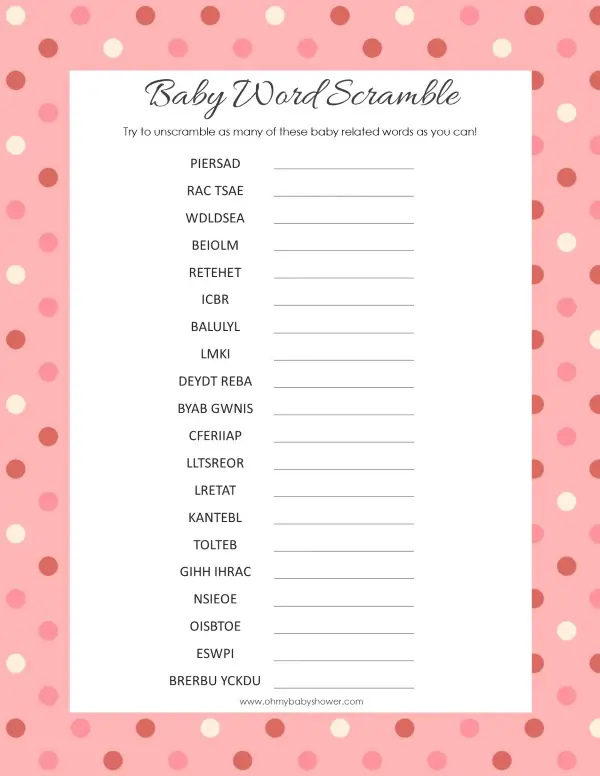 Baby Word Scramble Printable Download Blue Gray Bowtie Little Man Baby Shower Game B1008