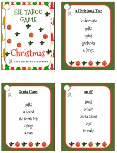 Printable Christmas Taboo Game Cards