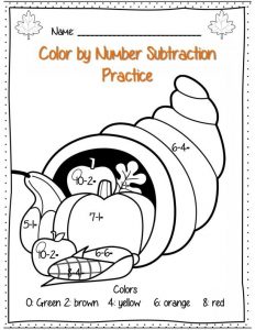 Subtraction Color by Number First Grade