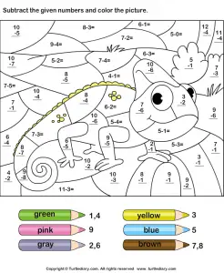 Subtraction Color by Number Worksheets