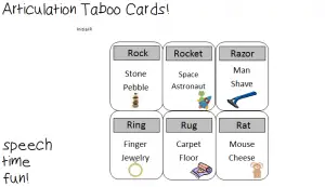 Taboo Game Cards