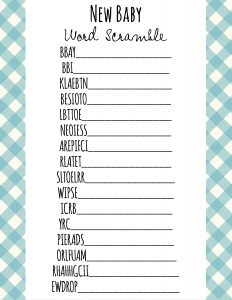 Words for a Baby Shower Word Scramble