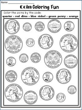 Identifying Coins and Coin Values Worksheets