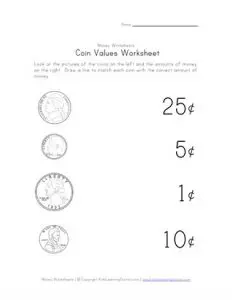 Coin Value Worksheets