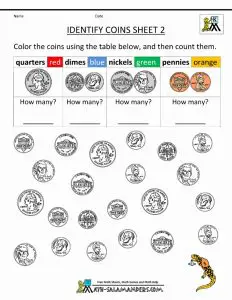 Color the Coins Worksheet