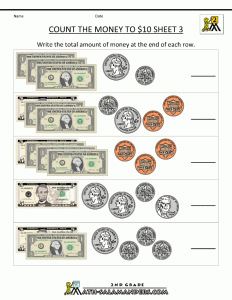 Counting Coins and Bills Worksheets