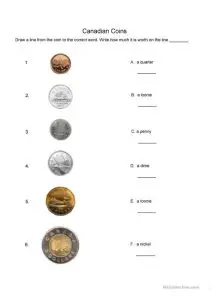Free Identifying Coins Worksheet