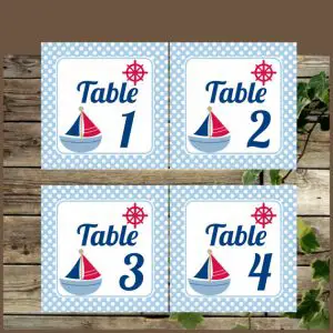 Free Printable Nautical Table Numbers for Baby Shower