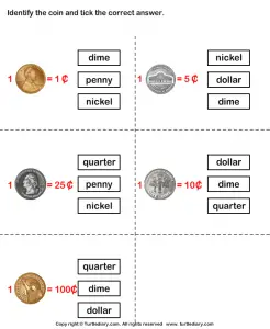Identify Coins Worksheet