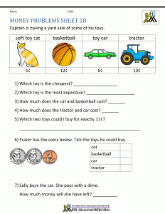 Money Word Problems Worksheets