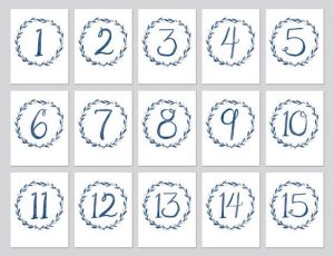 Printable Table Numbers Wedding