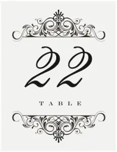 Wedding Table Numbers Printable