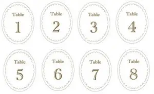 Wedding Table Numbers Printable Free