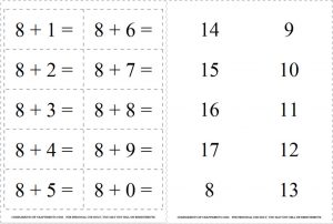 Addition Math Facts Flash Cards