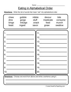 Alphabetical Order Worksheets 6th Grade