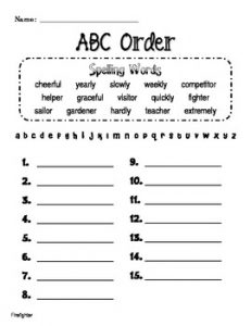 Alphabetical Order Worksheets for 2nd Grade