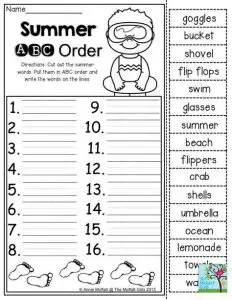Alphabetical Order Worksheets for Grade 7