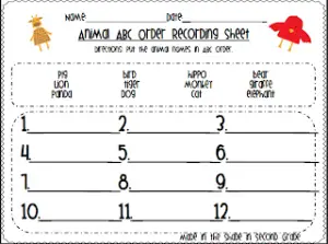 Animal Alphabetical Abc Order Worksheets