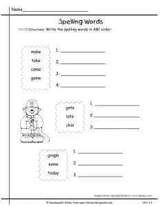 Arrange Words in Alphabetical Order Worksheet