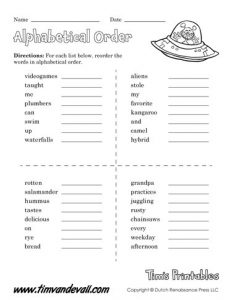 Easy Alphabetical Order Worksheets