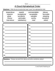 Printable Alphabetical Order Worksheets