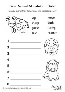 Put the Words in Alphabetical Order Worksheet