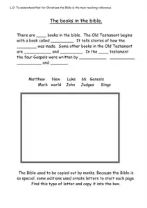 Bible Library Worksheet