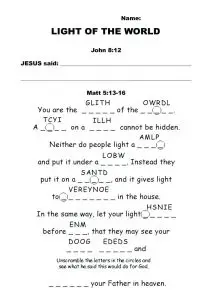 Bible Worksheets for Kids