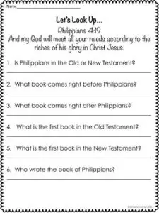 Books of the Bible Worksheet Printable