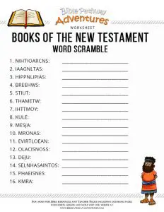 Books of the Bible Worksheets for Kids
