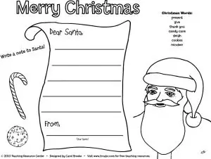 Christmas Wish List Coloring Page