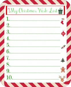 Christmas Wish List Paper