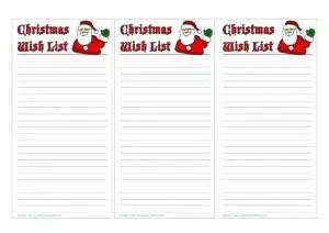 Christmas Wish List Template for Families