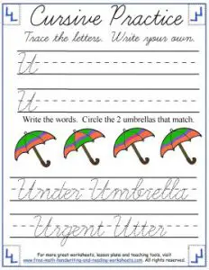 Cursive Handwriting Worksheet