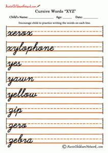 Cursive Writing Two Letter Words Worksheets