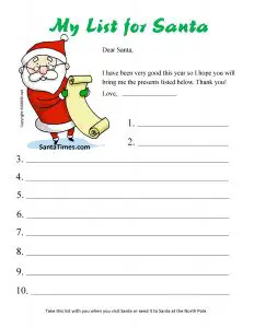 Dear Santa Christmas Wish List
