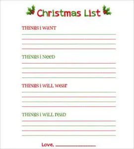 Free Christmas Wish List Printables