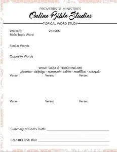 Free Inductive Bible Study Worksheets