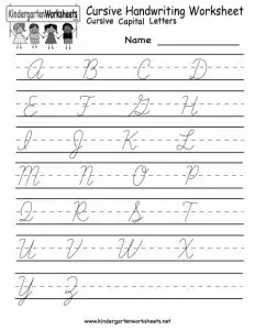Pre Cursive Sample Handwriting Worksheets