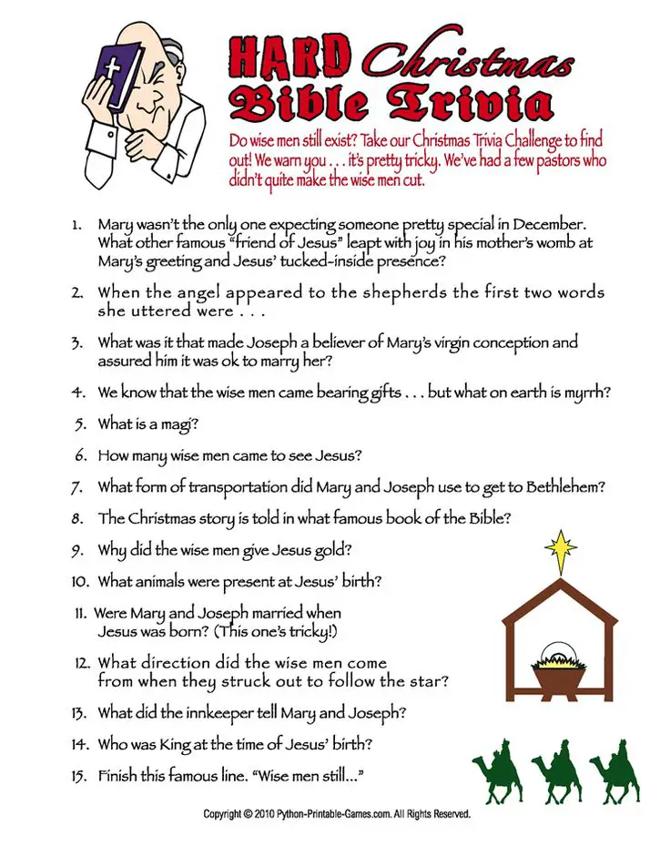 Free Printable Bible Trivia For Adults Free Printable 32 Fun Bible 