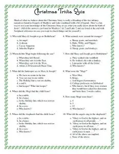 Christmas Bible Trivia Quiz Questions