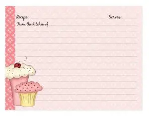 Cute Cupcake Recipe Cards